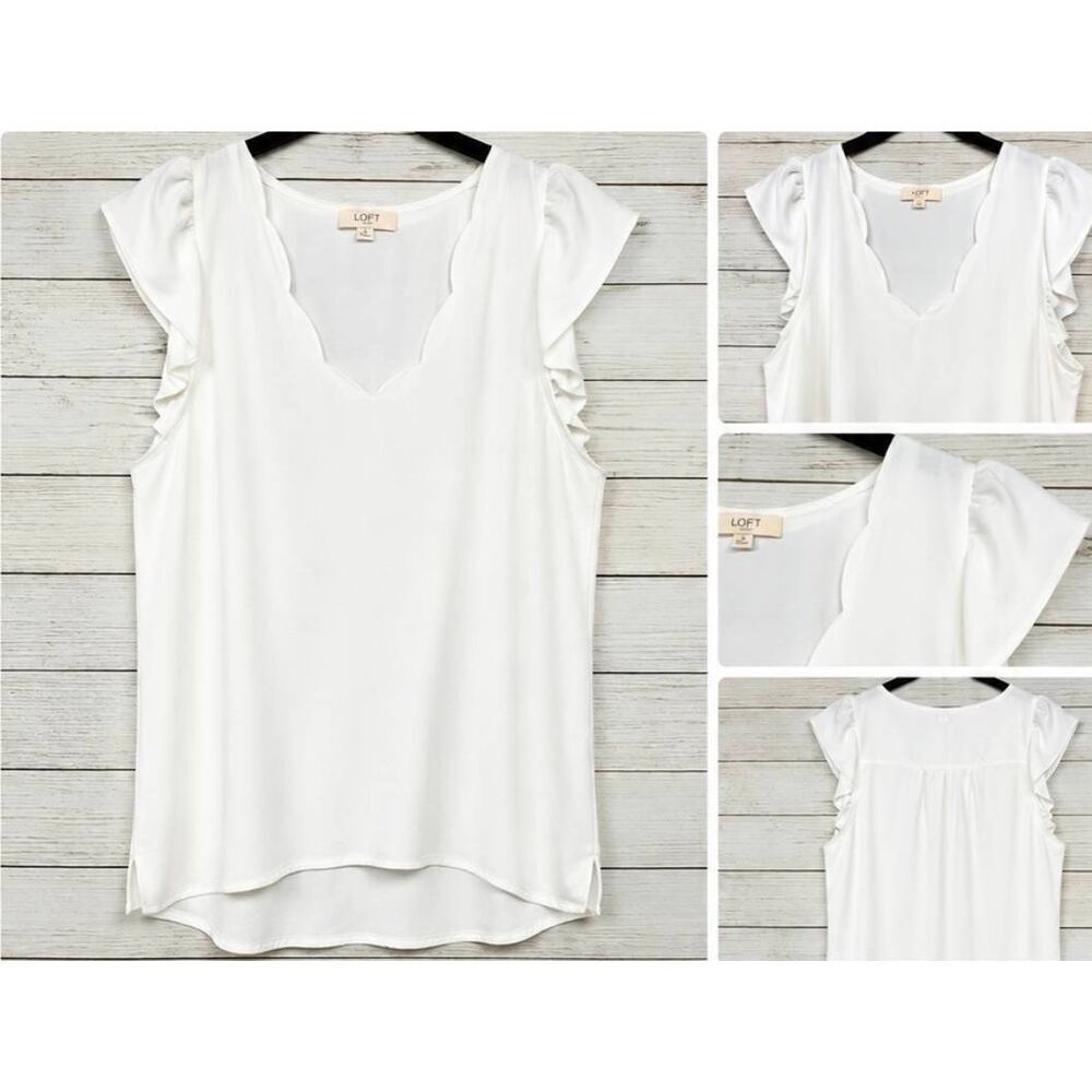 Umgee USA White Lace  Ruffle Sleeve Blouse L